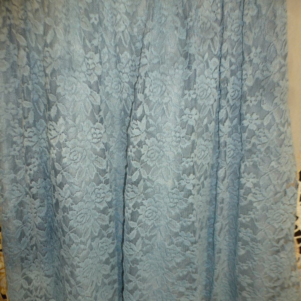 Easter Sale Simply Liliana Lace Dress Sz 12 Blue  Sleeveless Fit Flare Satin Tie - Picture 2 of 9